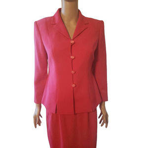 Dillard's by Kasper Women 2PC Hot Pink Polyester Lined Skirt Suit Size 6p